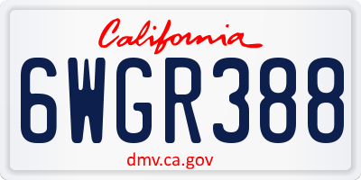 CA license plate 6WGR388