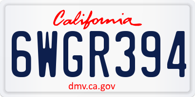 CA license plate 6WGR394