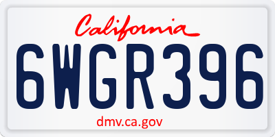 CA license plate 6WGR396