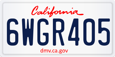 CA license plate 6WGR405
