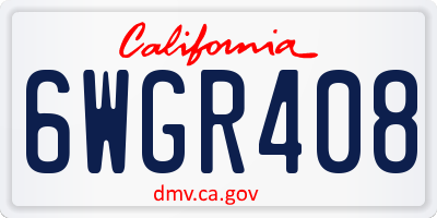 CA license plate 6WGR408