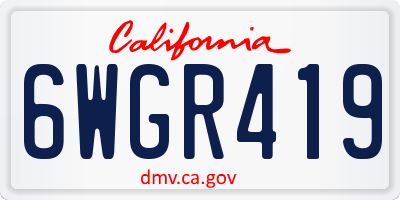 CA license plate 6WGR419
