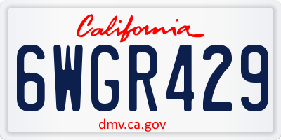 CA license plate 6WGR429