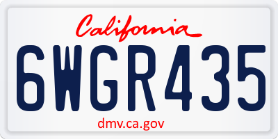 CA license plate 6WGR435