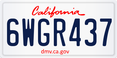 CA license plate 6WGR437