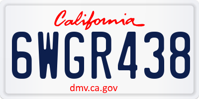 CA license plate 6WGR438