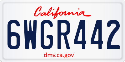 CA license plate 6WGR442