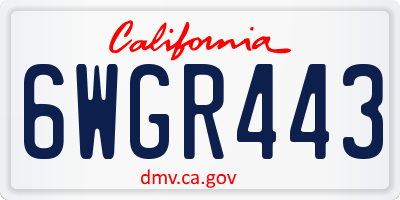 CA license plate 6WGR443