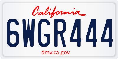 CA license plate 6WGR444