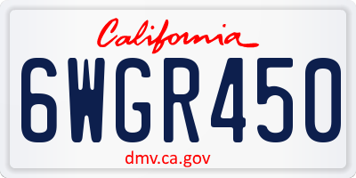 CA license plate 6WGR450