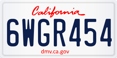 CA license plate 6WGR454