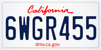 CA license plate 6WGR455
