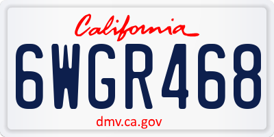 CA license plate 6WGR468
