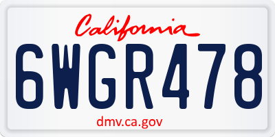 CA license plate 6WGR478