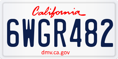 CA license plate 6WGR482