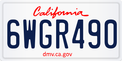 CA license plate 6WGR490