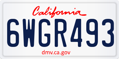 CA license plate 6WGR493