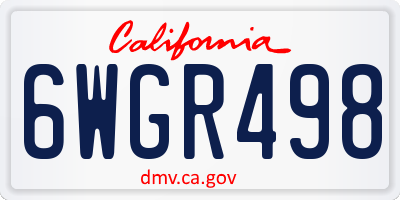 CA license plate 6WGR498