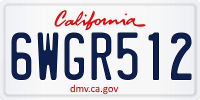 CA license plate 6WGR512