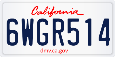 CA license plate 6WGR514