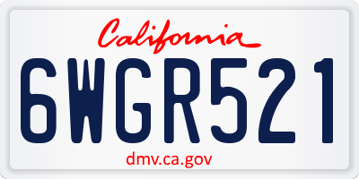 CA license plate 6WGR521