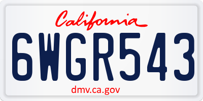 CA license plate 6WGR543