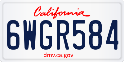 CA license plate 6WGR584