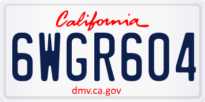 CA license plate 6WGR604