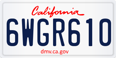 CA license plate 6WGR610