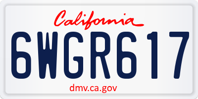 CA license plate 6WGR617