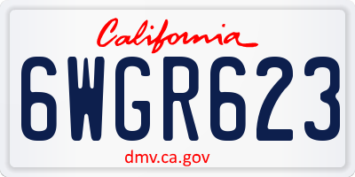 CA license plate 6WGR623