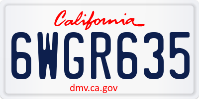 CA license plate 6WGR635