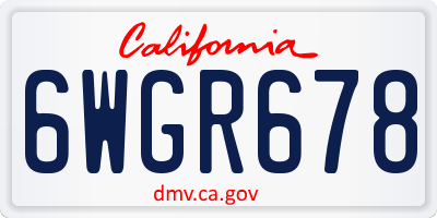 CA license plate 6WGR678