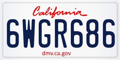 CA license plate 6WGR686