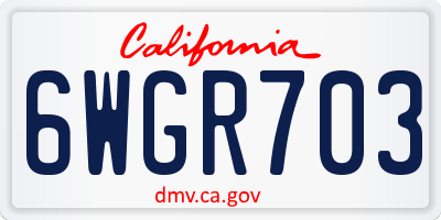 CA license plate 6WGR703