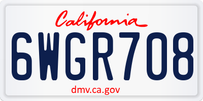 CA license plate 6WGR708