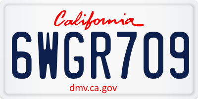 CA license plate 6WGR709