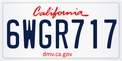 CA license plate 6WGR717