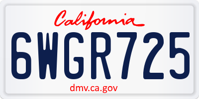 CA license plate 6WGR725