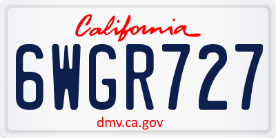 CA license plate 6WGR727