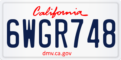 CA license plate 6WGR748