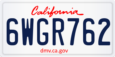 CA license plate 6WGR762