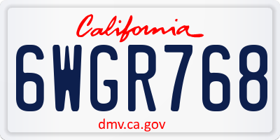 CA license plate 6WGR768