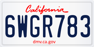 CA license plate 6WGR783