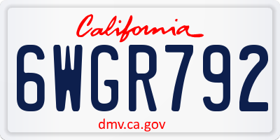 CA license plate 6WGR792