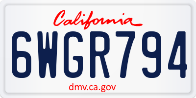 CA license plate 6WGR794