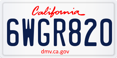 CA license plate 6WGR820