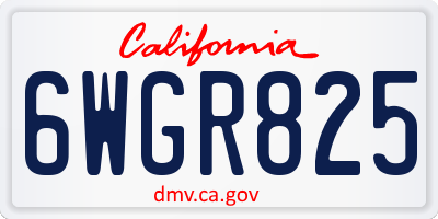 CA license plate 6WGR825