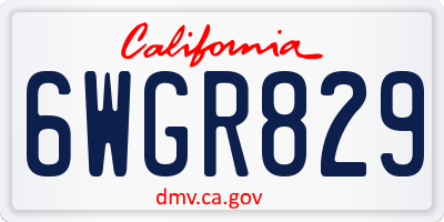 CA license plate 6WGR829