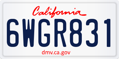 CA license plate 6WGR831